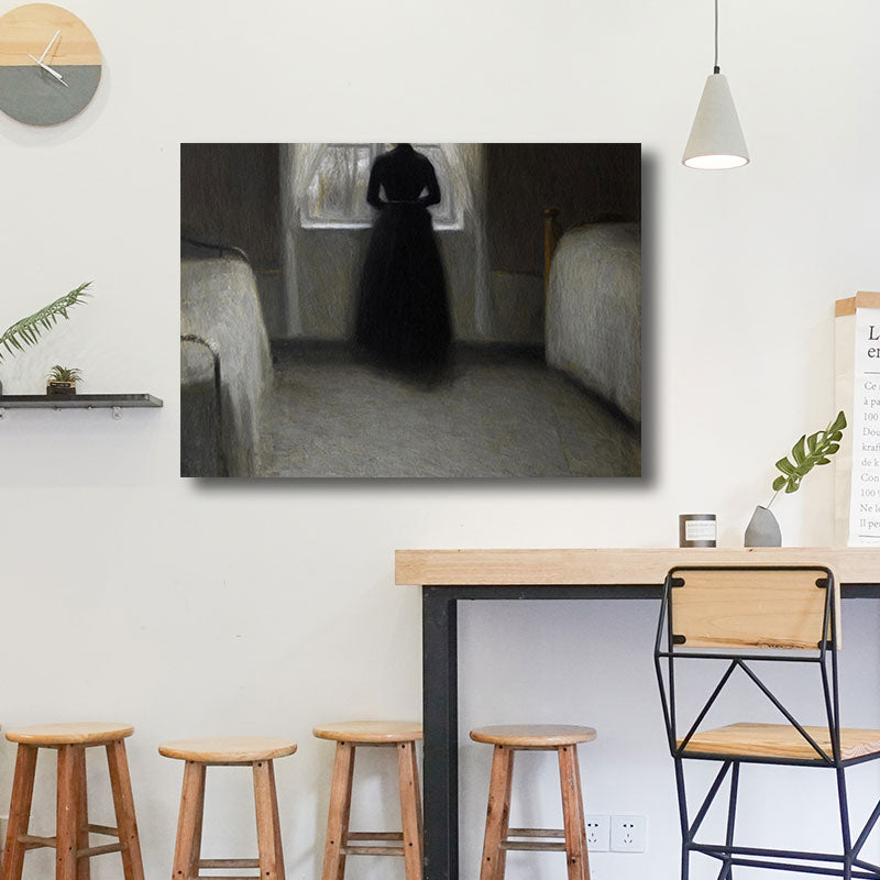 Young Girl's Back Painting Retro Style Canvas Wall Art Print, Multiple Sizes Options Clearhalo 'Arts' 'Canvas Art' 1660127