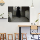 Young Girl's Back Painting Retro Style Canvas Wall Art Print, Multiple Sizes Options