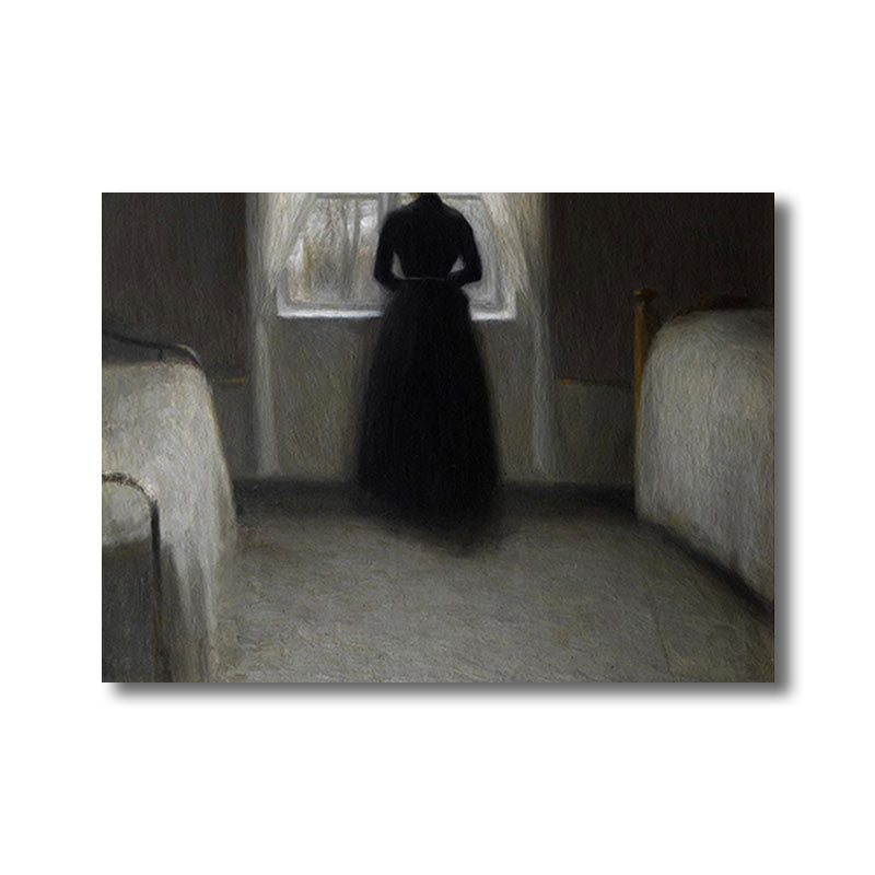 Young Girl's Back Painting Retro Style Canvas Wall Art Print, Multiple Sizes Options Clearhalo 'Arts' 'Canvas Art' 1660128