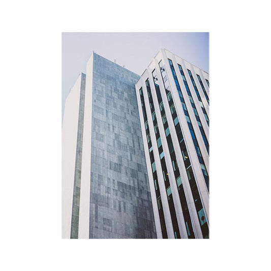 Modern Architecture Exterior View Canvas Print Pastel Color Guest Room Wall Art Clearhalo 'Art Gallery' 'Canvas Art' 'Contemporary Art Gallery' 'Modern' Arts' 1660266