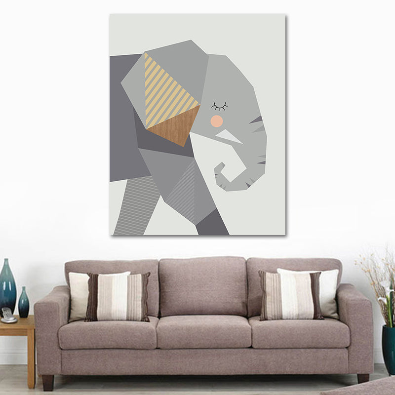 Cartoon Animal Canvas Print Modernist Textured Wall Art Decor in Dark Color for Nursery Clearhalo 'Art Gallery' 'Canvas Art' 'Kids' Arts' 1660291