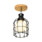 1 Bulb Wire Cage Semi-Flush Ceiling Fixture Industrial Loft Black Metallic Rotatable Ceiling Mounted Fixture, 4"/5.5" Dia Clearhalo 'Ceiling Lights' 'Close To Ceiling Lights' 'Close to ceiling' 'Semi-flushmount' Lighting' 166064