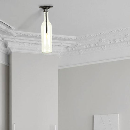 1 Light Semi Flush Lighting Rustic Stylish Bottle Glass Shade Ceiling Light Fixture in Brown/Blue for Corridor Clear Clearhalo 'Ceiling Lights' 'Close To Ceiling Lights' 'Close to ceiling' 'Glass shade' 'Glass' 'Semi-flushmount' Lighting' 166176