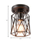 1 Head Wire Cage Semi Flush Light Vintage Style Black Metallic Ceiling Mounted Fixture for Kitchen Clearhalo 'Ceiling Lights' 'Close To Ceiling Lights' 'Close to ceiling' 'Semi-flushmount' Lighting' 166189