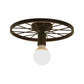 Wheel Shaped Corridor Semi Flush Pendant Light Retro Metal 1 Bulb Black Finish Semi Mount Lighting Clearhalo 'Ceiling Lights' 'Close To Ceiling Lights' 'Close to ceiling' 'Semi-flushmount' Lighting' 166197