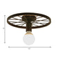 Wheel Shaped Corridor Semi Flush Pendant Light Retro Metal 1 Bulb Black Finish Semi Mount Lighting Clearhalo 'Ceiling Lights' 'Close To Ceiling Lights' 'Close to ceiling' 'Semi-flushmount' Lighting' 166198
