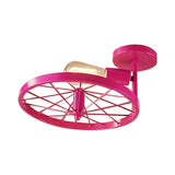 1 Head Wheel Shaped Semi Flush Light with Exposed Bulb Industrial White/Red Metallic Ceiling Mounted Light Clearhalo 'Ceiling Lights' 'Close To Ceiling Lights' 'Close to ceiling' 'Semi-flushmount' Lighting' 166206