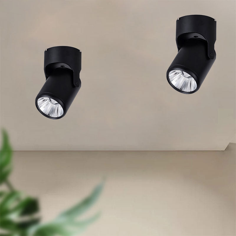 Loft Stylish Mini Semi Flush Light with Cylinder Shade LED Metal Rotatable Ceiling Light in Black/White for Living Room Clearhalo 'Ceiling Lights' 'Close To Ceiling Lights' 'Close to ceiling' 'Flush mount' 'Industrial Flush Mount' Lighting' 166520