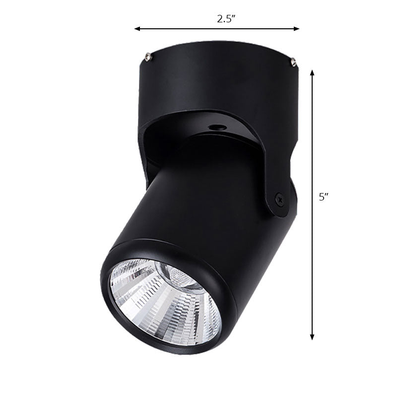 Loft Stylish Mini Semi Flush Light with Cylinder Shade LED Metal Rotatable Ceiling Light in Black/White for Living Room Clearhalo 'Ceiling Lights' 'Close To Ceiling Lights' 'Close to ceiling' 'Flush mount' 'Industrial Flush Mount' Lighting' 166522