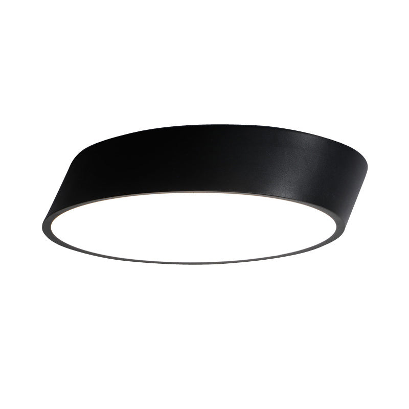 Inclined Elliptical Metal Flush Mount Modernist Led Bedroom Flush Mount Light in White/Black, 10"/16"/19.5" Wide Clearhalo 'Ceiling Lights' 'Close To Ceiling Lights' 'Close to ceiling' 'Flush mount' Lighting' 166671