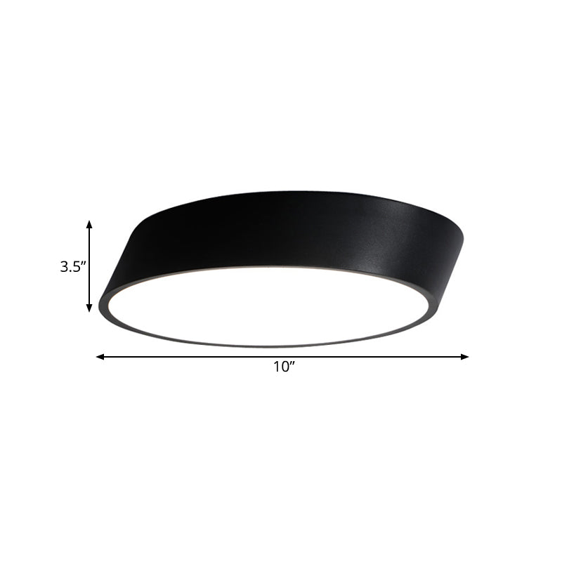 Inclined Elliptical Metal Flush Mount Modernist Led Bedroom Flush Mount Light in White/Black, 10"/16"/19.5" Wide Clearhalo 'Ceiling Lights' 'Close To Ceiling Lights' 'Close to ceiling' 'Flush mount' Lighting' 166672