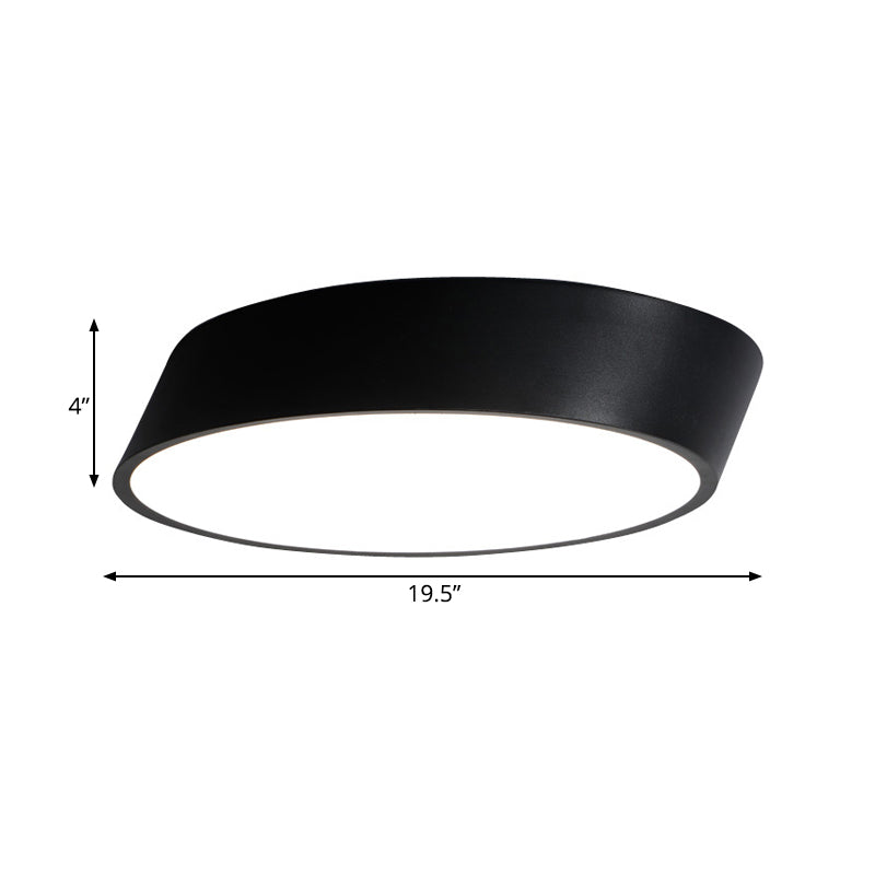 Inclined Elliptical Metal Flush Mount Modernist Led Bedroom Flush Mount Light in White/Black, 10"/16"/19.5" Wide Clearhalo 'Ceiling Lights' 'Close To Ceiling Lights' 'Close to ceiling' 'Flush mount' Lighting' 166674