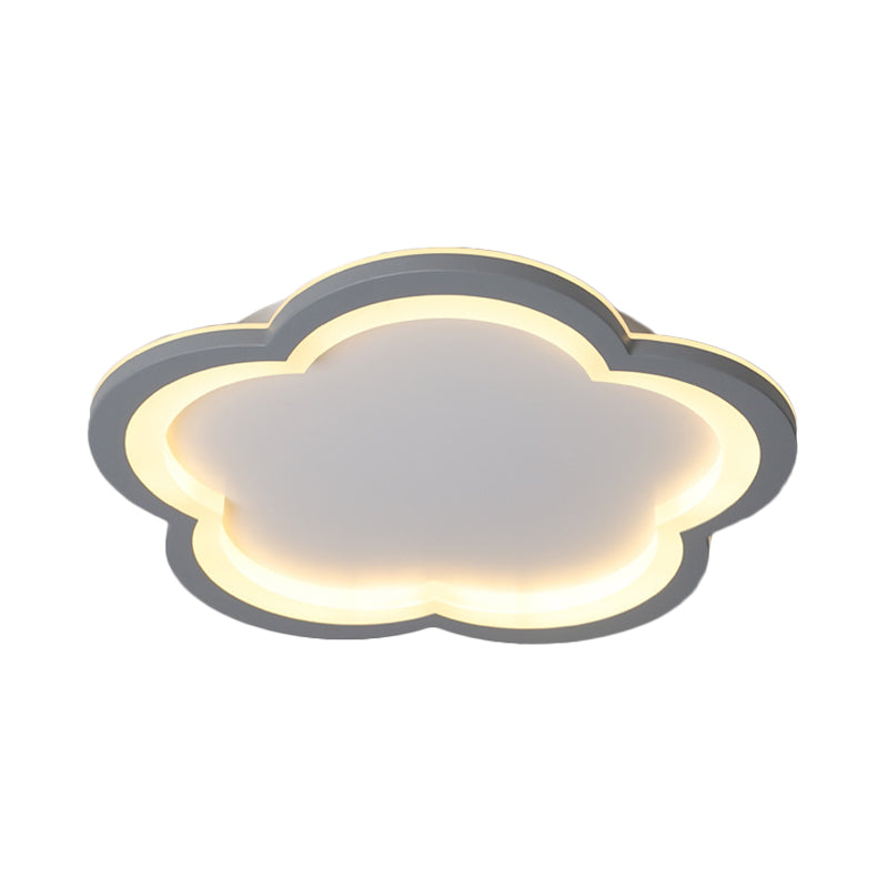 Flower Metal Flush Light Simplicity LED White/Gray Ceiling Light Fixture with Acrylic Diffuser in White/Warm Light, 10"/14.5"/19"/23.5" Wide Clearhalo 'Ceiling Lights' 'Close To Ceiling Lights' 'Close to ceiling' 'Flush mount' Lighting' 166716