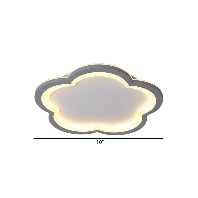 Flower Metal Flush Light Simplicity LED White/Gray Ceiling Light Fixture with Acrylic Diffuser in White/Warm Light, 10"/14.5"/19"/23.5" Wide Clearhalo 'Ceiling Lights' 'Close To Ceiling Lights' 'Close to ceiling' 'Flush mount' Lighting' 166724