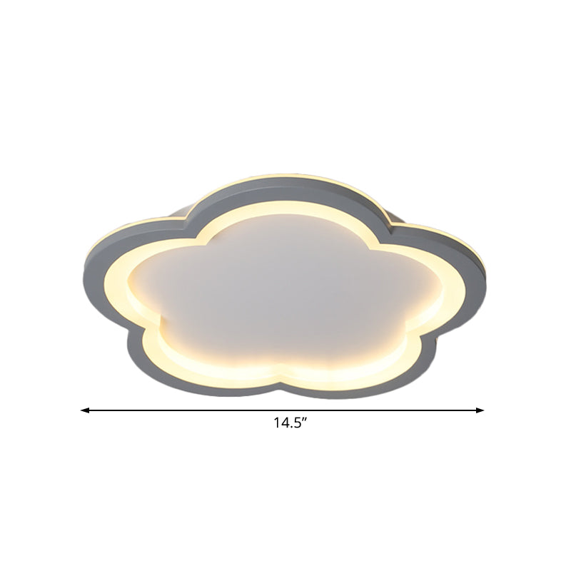 Flower Metal Flush Light Simplicity LED White/Gray Ceiling Light Fixture with Acrylic Diffuser in White/Warm Light, 10"/14.5"/19"/23.5" Wide Clearhalo 'Ceiling Lights' 'Close To Ceiling Lights' 'Close to ceiling' 'Flush mount' Lighting' 166725