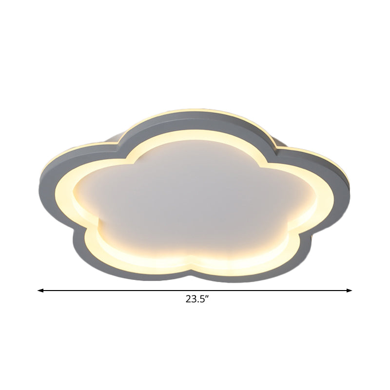 Flower Metal Flush Light Simplicity LED White/Gray Ceiling Light Fixture with Acrylic Diffuser in White/Warm Light, 10"/14.5"/19"/23.5" Wide Clearhalo 'Ceiling Lights' 'Close To Ceiling Lights' 'Close to ceiling' 'Flush mount' Lighting' 166727