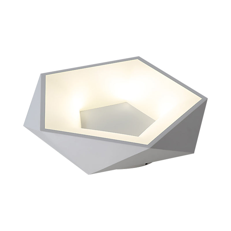 White Facet Flush Lighting Modern LED Metal Ceiling Mounted Light with Acrylic Diffuser in White/Warm Light, 18"/21.5" Wide Clearhalo 'Ceiling Lights' 'Close To Ceiling Lights' 'Close to ceiling' 'Flush mount' Lighting' 166745