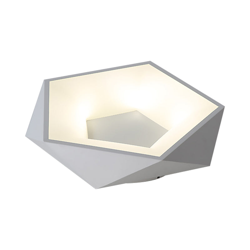 White Facet Flush Lighting Modern LED Metal Ceiling Mounted Light with ...