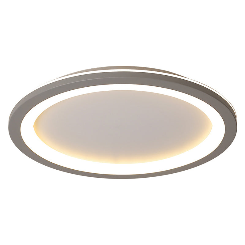 Circle Flush Mount Light Minimalist Metal LED Grey Light with Acrylic Diffuser in White/Warm Light, 10"/14.5"/19" Wide Clearhalo 'Ceiling Lights' 'Close To Ceiling Lights' 'Close to ceiling' 'Flush mount' Lighting' 166750