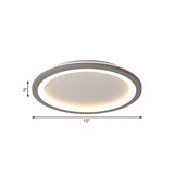 Circle Flush Mount Light Minimalist Metal LED Grey Light with Acrylic Diffuser in White/Warm Light, 10"/14.5"/19" Wide Clearhalo 'Ceiling Lights' 'Close To Ceiling Lights' 'Close to ceiling' 'Flush mount' Lighting' 166754