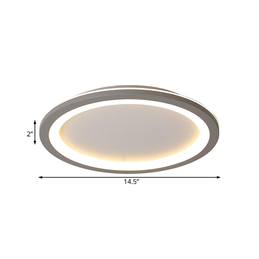 Circle Flush Mount Light Minimalist Metal LED Grey Light with Acrylic Diffuser in White/Warm Light, 10"/14.5"/19" Wide Clearhalo 'Ceiling Lights' 'Close To Ceiling Lights' 'Close to ceiling' 'Flush mount' Lighting' 166755