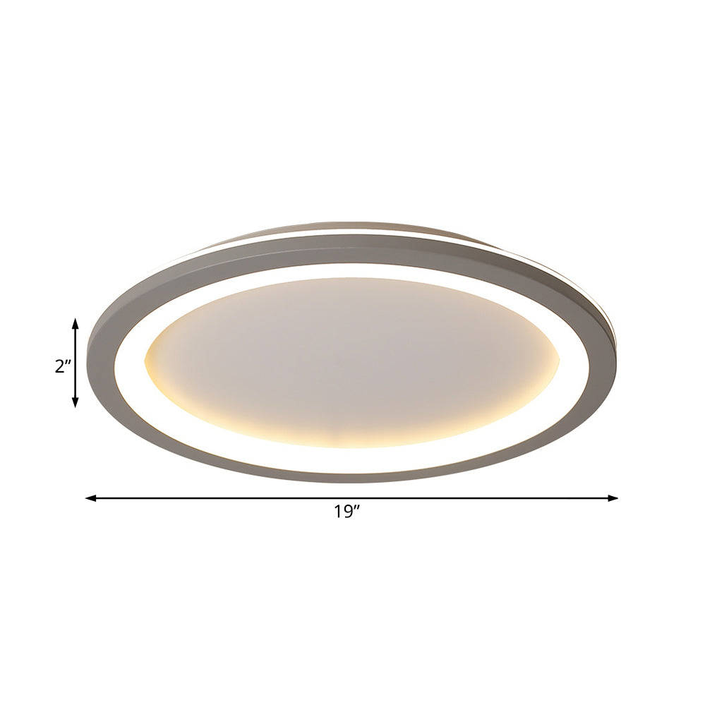 Circle Flush Mount Light Minimalist Metal LED Grey Light with Acrylic Diffuser in White/Warm Light, 10"/14.5"/19" Wide Clearhalo 'Ceiling Lights' 'Close To Ceiling Lights' 'Close to ceiling' 'Flush mount' Lighting' 166756