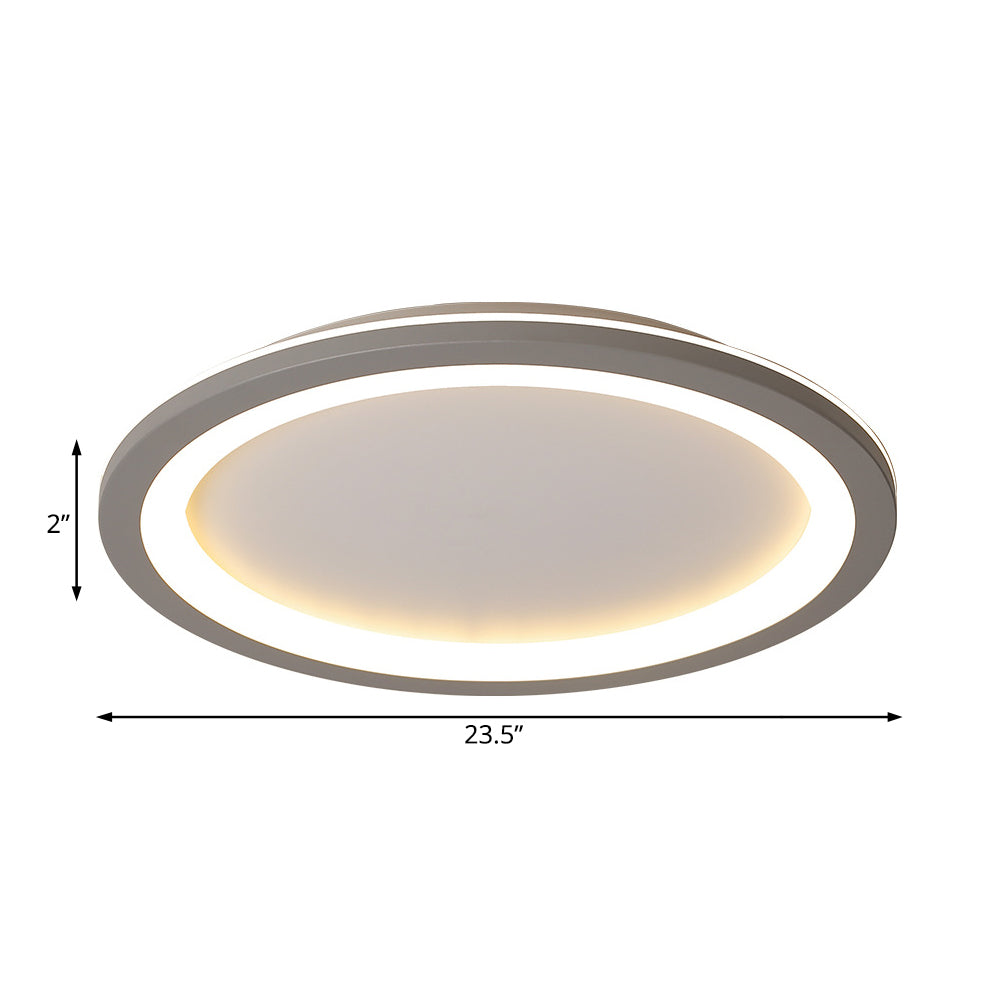 Circle Flush Mount Light Minimalist Metal LED Grey Light with Acrylic Diffuser in White/Warm Light, 10"/14.5"/19" Wide Clearhalo 'Ceiling Lights' 'Close To Ceiling Lights' 'Close to ceiling' 'Flush mount' Lighting' 166757