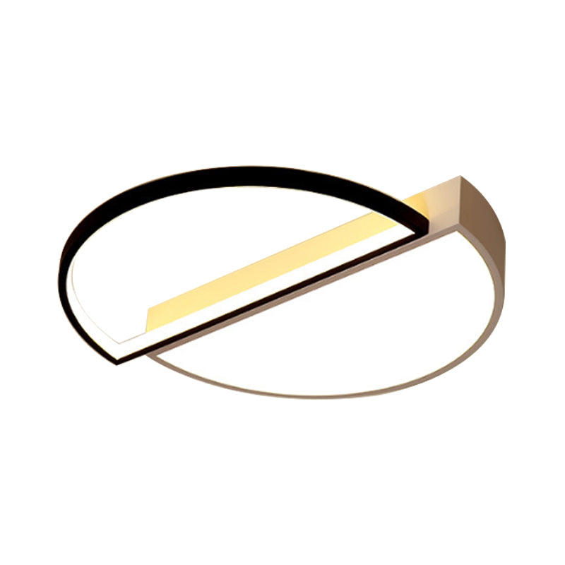 Semicircle Flush Lamp Modern Metal LED Black/White Ceiling Mounted Fixture with Acrylic Diffuser in White/Warm Light, 18"/21.5" Wide Clearhalo 'Ceiling Lights' 'Close To Ceiling Lights' 'Close to ceiling' 'Flush mount' Lighting' 166791