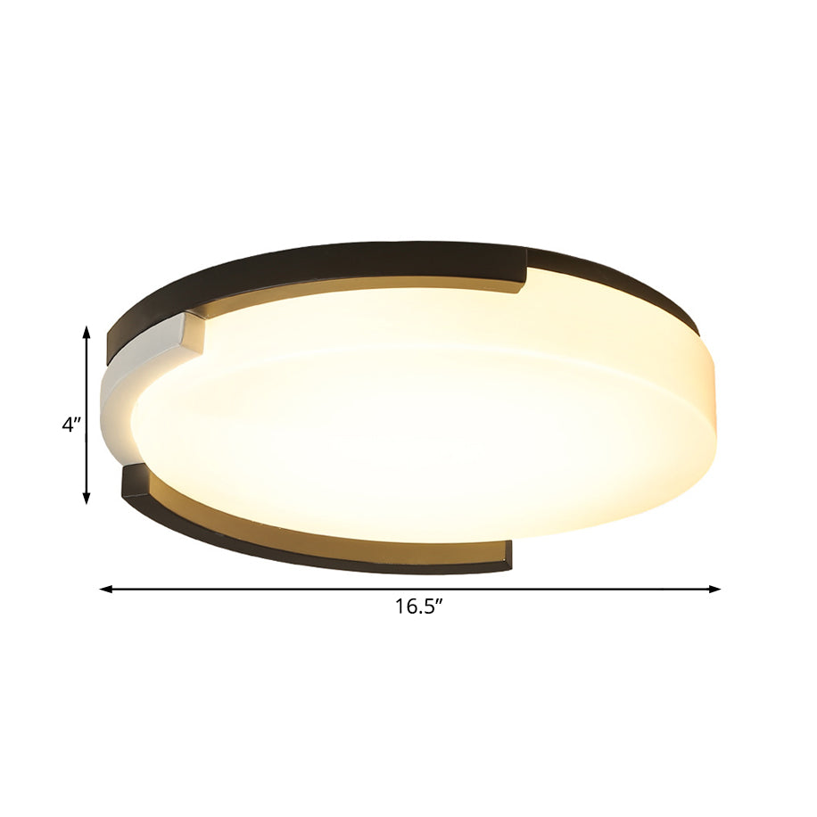 Round Flush Lamp Simple Metal LED Black and White Ceiling Light Fixture with Acrylic Diffuser in White/Warm Light, 16.5"/20.5" Wide Clearhalo 'Ceiling Lights' 'Close To Ceiling Lights' 'Close to ceiling' 'Flush mount' Lighting' 166799