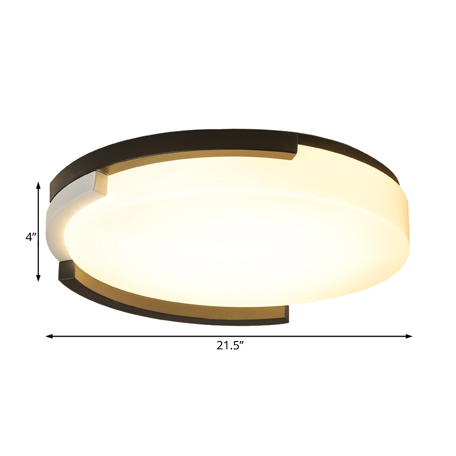 Round Flush Lamp Simple Metal LED Black and White Ceiling Light Fixture with Acrylic Diffuser in White/Warm Light, 16.5"/20.5" Wide Clearhalo 'Ceiling Lights' 'Close To Ceiling Lights' 'Close to ceiling' 'Flush mount' Lighting' 166800
