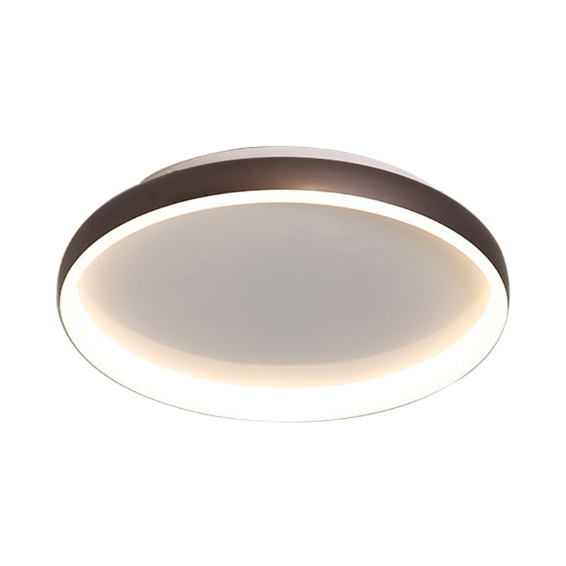 Black/White/Brown Round Flush Mount Ceiling Light Simplicity LED Metal Ceiling Light with Acrylic Diffuser in White/Warm Light Clearhalo 'Ceiling Lights' 'Close To Ceiling Lights' 'Close to ceiling' 'Flush mount' Lighting' 166806