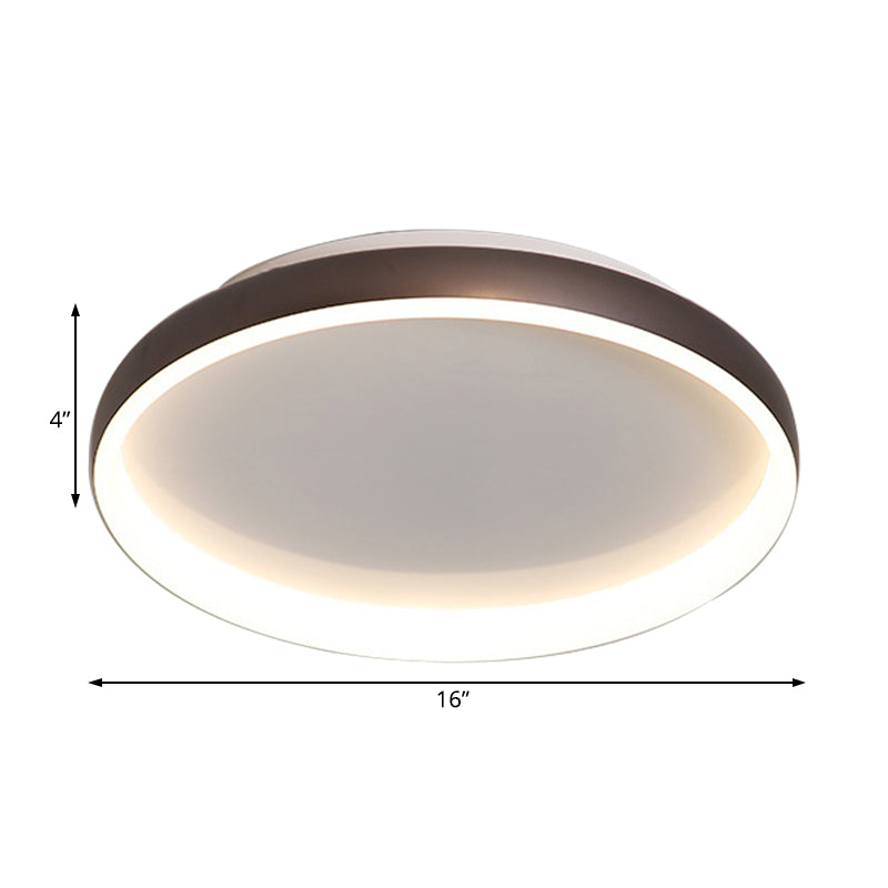 Black/White/Brown Round Flush Mount Ceiling Light Simplicity LED Metal Ceiling Light with Acrylic Diffuser in White/Warm Light Clearhalo 'Ceiling Lights' 'Close To Ceiling Lights' 'Close to ceiling' 'Flush mount' Lighting' 166807