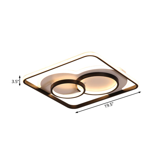 Minimal Square Flush Ceiling Light Metal LED Living Room Ceiling Lamp in White/Warm Light, 19.5"/23.5" Wide Clearhalo 'Ceiling Lights' 'Close To Ceiling Lights' 'Close to ceiling' 'Flush mount' Lighting' 167096