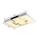 Rectangular Metal and Acrylic Flush Lighting Modern LED White Ceiling Mounted Light in White/Third Gear Light with Recess Design Clearhalo 'Ceiling Lights' 'Close To Ceiling Lights' 'Close to ceiling' 'Flush mount' Lighting' 167147