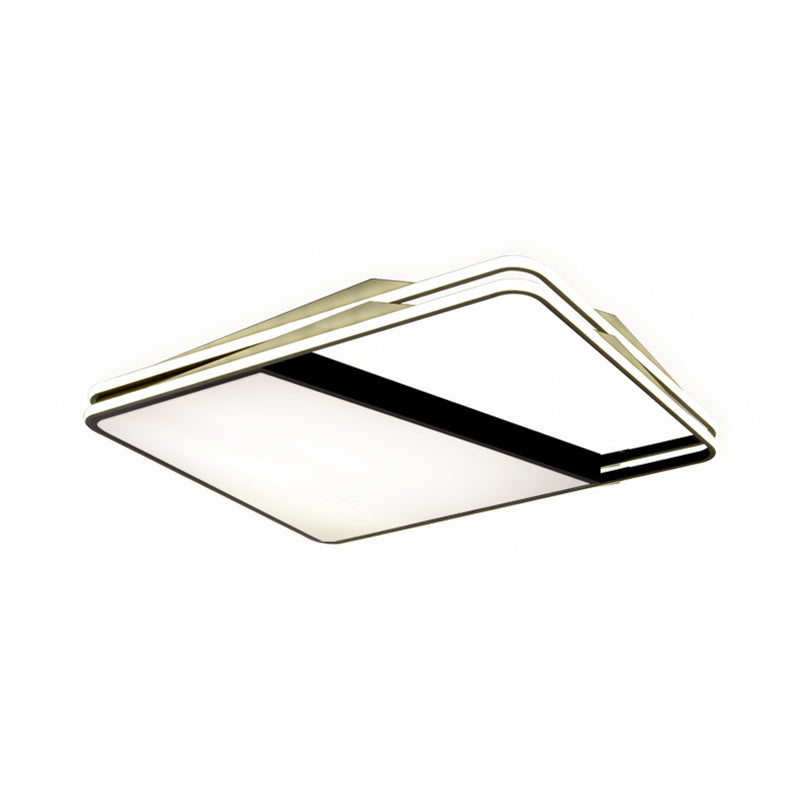 Modernism Splicing Trapezoid Flush Ceiling Lighting Metal LED Living Room Ceiling Fixture in White/Warm Light, 23.5"/35.5" Wide Clearhalo 'Ceiling Lights' 'Close To Ceiling Lights' 'Close to ceiling' 'Flush mount' Lighting' 167151