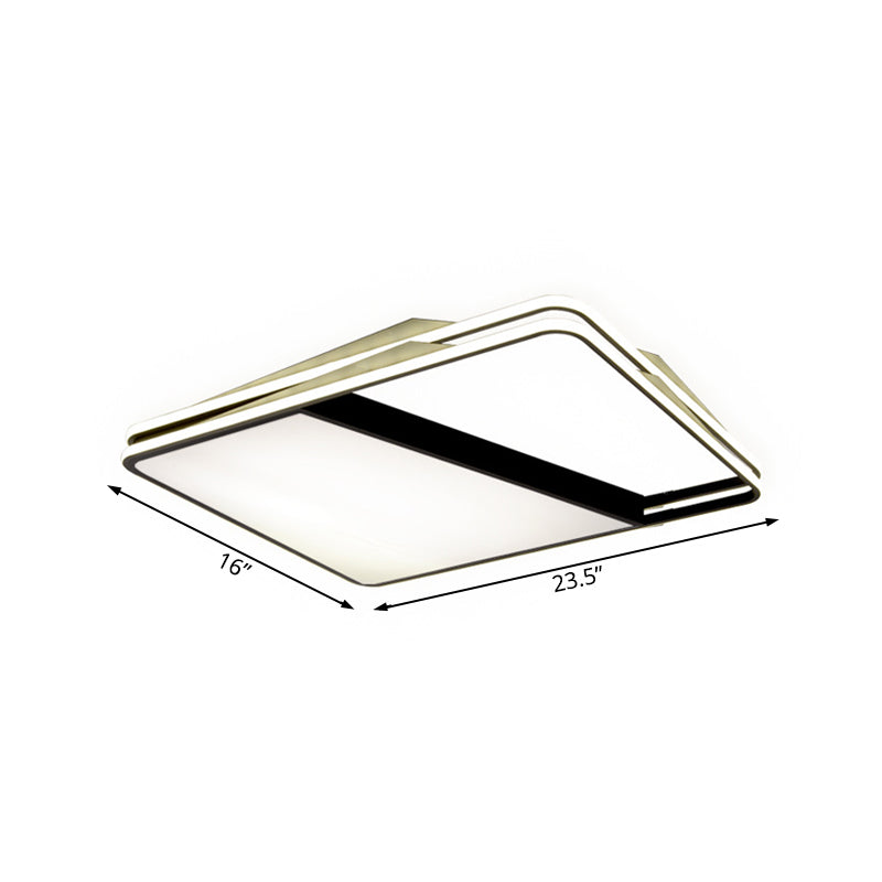 Modernism Splicing Trapezoid Flush Ceiling Lighting Metal LED Living Room Ceiling Fixture in White/Warm Light, 23.5"/35.5" Wide Clearhalo 'Ceiling Lights' 'Close To Ceiling Lights' 'Close to ceiling' 'Flush mount' Lighting' 167153