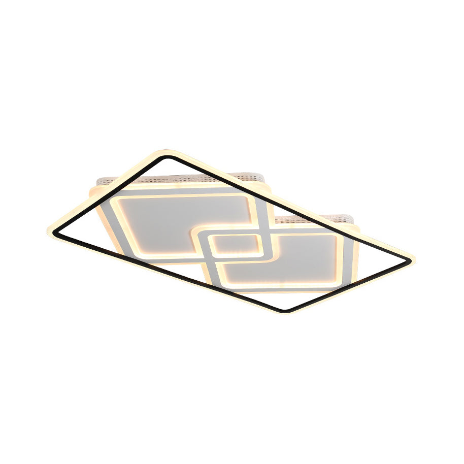 Rectangular Ceiling Mounted Lamp Simplicity Metal LED Living Room Flush Lighting in White/Warm Light, 31.5"/39" Wide Clearhalo 'Ceiling Lights' 'Close To Ceiling Lights' 'Close to ceiling' 'Flush mount' Lighting' 167183