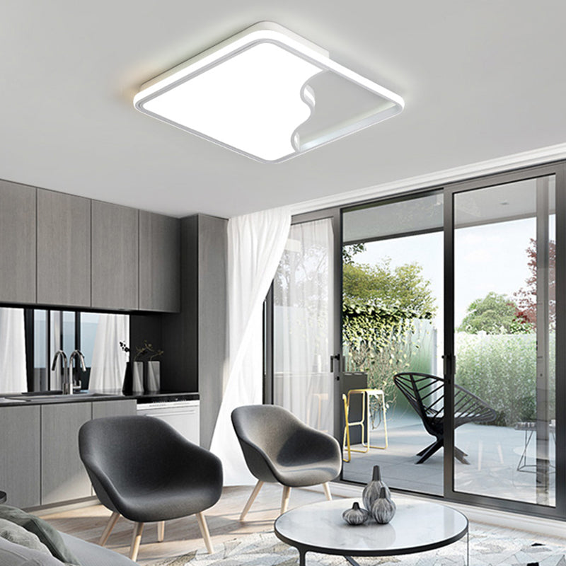Black/White Rectangular/Square Ceiling Light Simple Acrylic 16"/19.5"/35.5" W LED Ceiling Light Fixture for Bedroom in Warm/White White Clearhalo 'Ceiling Lights' 'Close To Ceiling Lights' 'Close to ceiling' 'Flush mount' Lighting' 167482