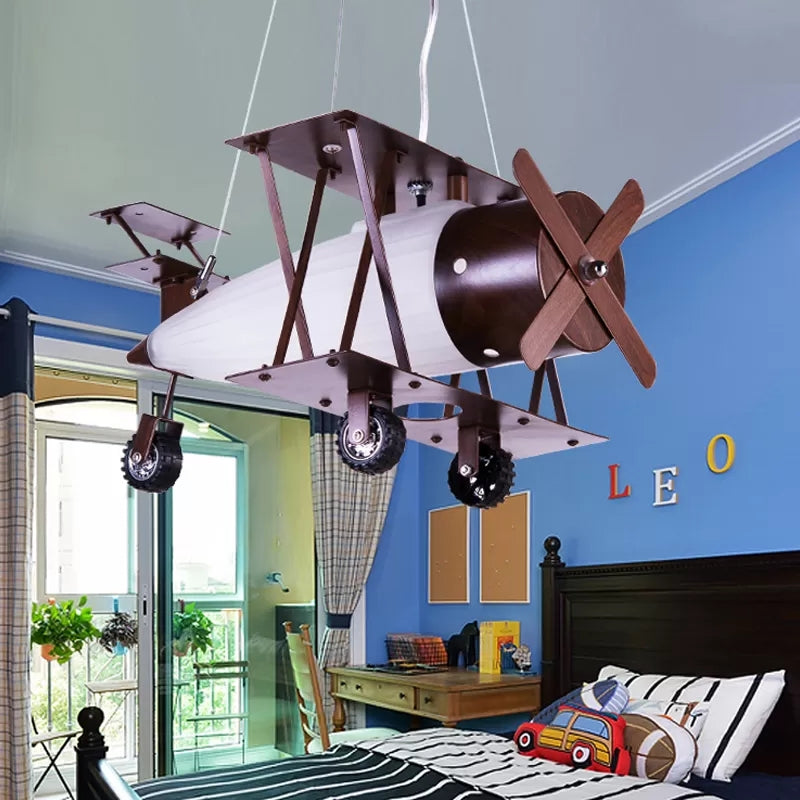 Glass for Chandelier Lights, Pendant Lighting Fixture with Plane Design for Boys Room Vintage Style Clearhalo 'Ceiling Lights' 'Chandeliers' 'Close To Ceiling Lights' 'Glass shade' 'Glass' Lighting' 167753
