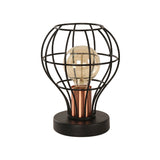 Wrought Iron Black Finish Desk Lamp Bowl Cage Shade 1 Light Vintage Industrial Table Lamp for Coffee Shop Clearhalo 'Lamps' 'Table Lamps' Lighting' 167810