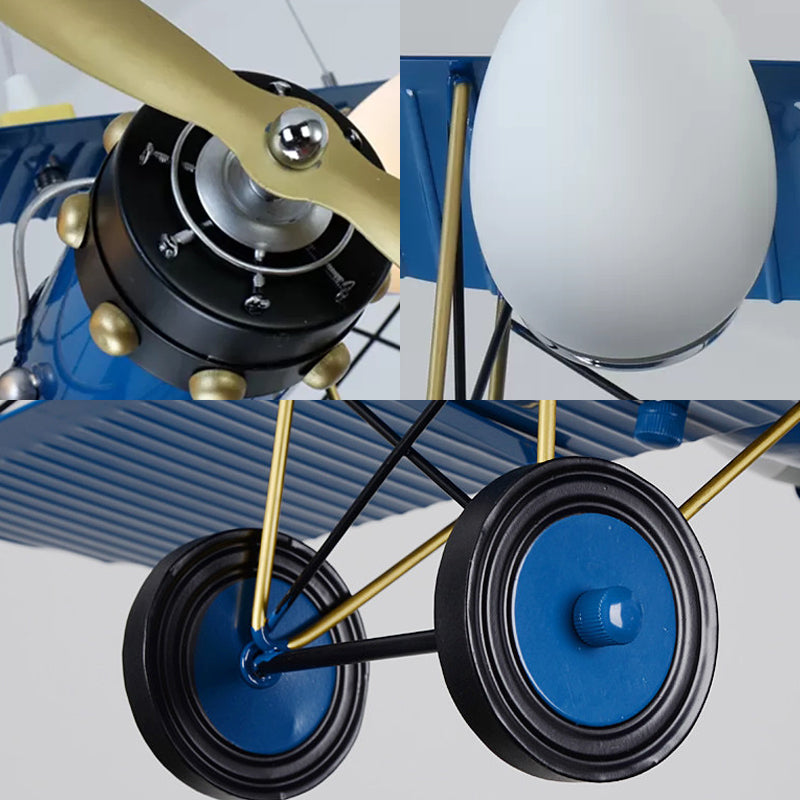 Chandeliers for Bedrooms, 4 Lights Ceiling Fixture with Glass Shade and Biplane Design for Boys Modern Style Clearhalo 'Ceiling Lights' 'Chandeliers' Lighting' options 167866