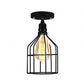 Global/Barrel Iron Semi Flush Mount with Wire Guard Farmhouse Style 1 Light Coffee Shop Ceiling Light in Black Clearhalo 'Ceiling Lights' 'Close To Ceiling Lights' 'Close to ceiling' 'Semi-flushmount' Lighting' 167911