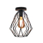 Retro Stylish Geometric Cage Ceiling Light 1 Bulb Iron Semi Flush Mount Light with Square/Rhombus Design in Black for Restaurant Clearhalo 'Ceiling Lights' 'Close To Ceiling Lights' 'Close to ceiling' 'Semi-flushmount' Lighting' 167933