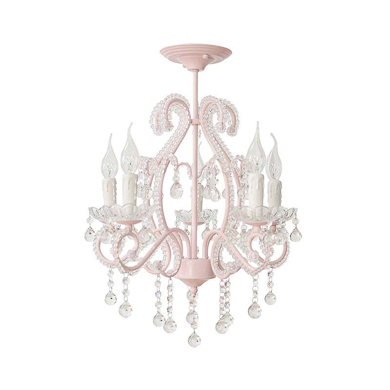 Bedroom Chandelier Girls, Nordic Style Pendant Lighting with Clear Crystal and Candle Clearhalo 'Ceiling Lights' 'Chandeliers' Lighting' options 167973