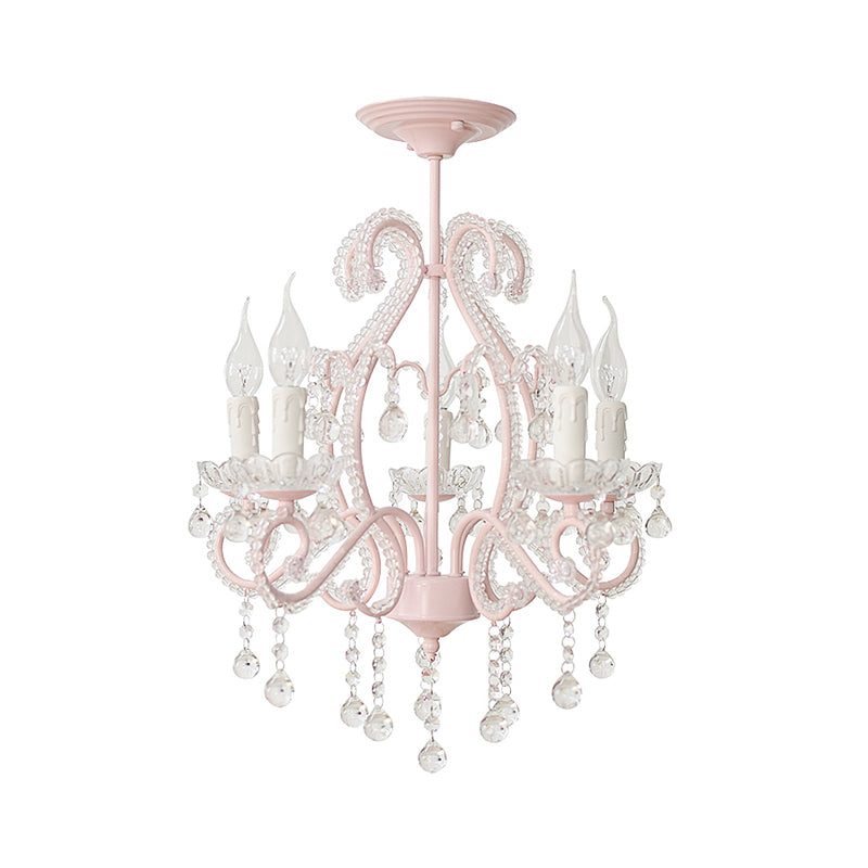 Bedroom Chandelier Girls, Nordic Style Pendant Lighting with Clear Crystal and Candle Clearhalo 'Ceiling Lights' 'Chandeliers' Lighting' options 167973