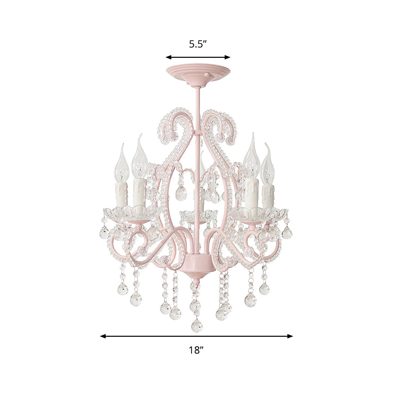 Bedroom Chandelier Girls, Nordic Style Pendant Lighting with Clear Crystal and Candle Clearhalo 'Ceiling Lights' 'Chandeliers' Lighting' options 167974