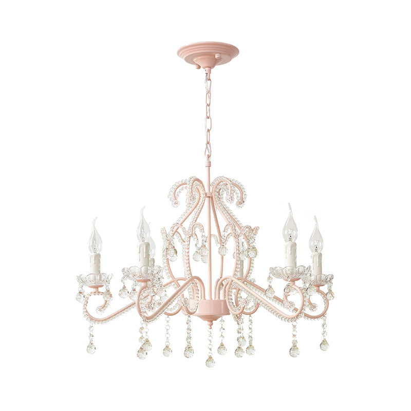 Bedroom Chandelier Girls, Nordic Style Pendant Lighting with Clear Crystal and Candle Clearhalo 'Ceiling Lights' 'Chandeliers' Lighting' options 167977