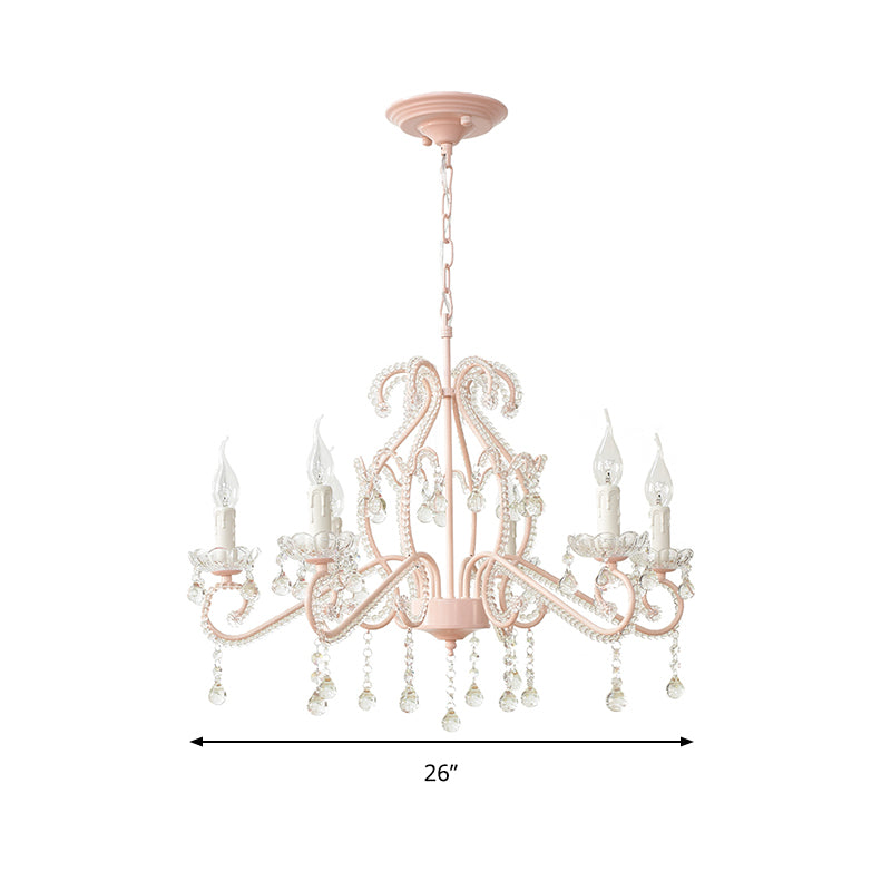 Bedroom Chandelier Girls, Nordic Style Pendant Lighting with Clear Crystal and Candle Clearhalo 'Ceiling Lights' 'Chandeliers' Lighting' options 167978