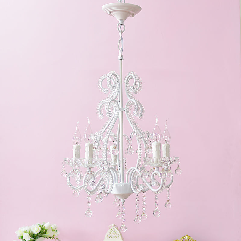 Bedroom Chandelier Girls, Nordic Style Pendant Lighting with Clear Crystal and Candle Clearhalo 'Ceiling Lights' 'Chandeliers' Lighting' options 167981