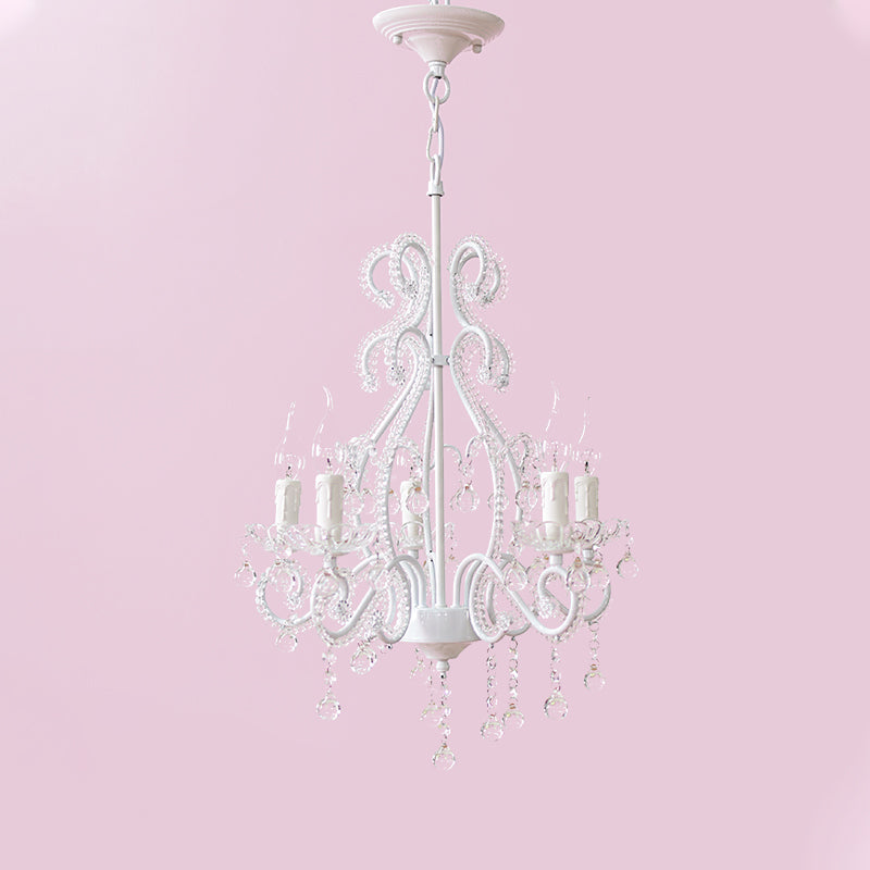 Bedroom Chandelier Girls, Nordic Style Pendant Lighting with Clear Crystal and Candle Clearhalo 'Ceiling Lights' 'Chandeliers' Lighting' options 167982